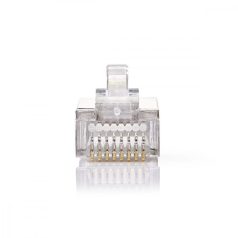   RJ45 csatlakozó | Dugasz | Sodrott STP CAT5 | Egyenes | Aranyozott | 10 db | PVC | Átlátszó | Műanyag Zacskó