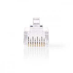   RJ45 csatlakozó | Dugasz | Sodrott UTP Vezetékekhez CAT6 | Egyenes | Aranyozott | 10 db | PVC | Átlátszó | Boríték