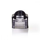 RJ45 csatlakozó | Dugasz | Tömör UTP Vezetékhez CAT5 | Egyenes | Aranyozott | 10 db | PVC | Átlátszó / Fekete | Műanyag Zacskó