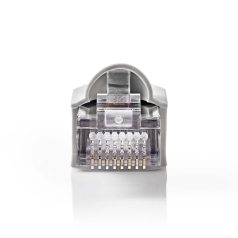  RJ45 csatlakozó | Dugasz | Solid FTP CAT5e | Egyenes | Aranyozott | 10 db | PVC | Átlátszó / Szürke | Boríték