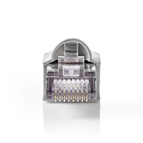 RJ45 csatlakozó | Dugasz | Solid FTP CAT5e | Egyenes | Aranyozott | 10 db | PVC | Átlátszó / Szürke | Boríték