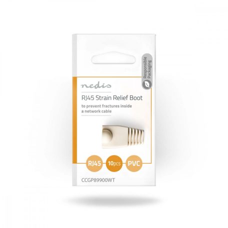 Húzásirányú tehermentesítő tömítés | RJ45 | PVC | Fehér | Műanyag Zacskó | 10 db