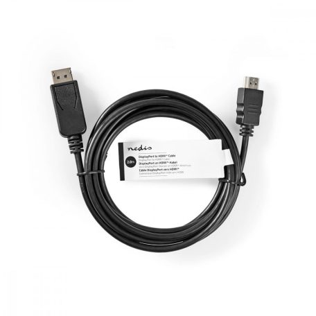 DisplayPort kábel | DisplayPort Dugasz | HDMI™ Dugasz | 4K@30Hz | Nikkelezett | 2.00 m | Kerek | PVC | Fekete | Papírfüles