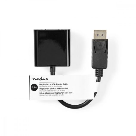 DisplayPort adapter | DisplayPort Dugasz | VGA Aljzat | 1080p | Nikkelezett | Egyenes | 0.20 m | Kerek | PVC | ABS | Fekete | Papírfüles