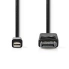 Mini DisplayPort kábel | DisplayPort 1.2 | Mini DisplayPort Dugasz | DisplayPort Dugasz | 21.6 Gbps | Nikkelezett | 2.00 m | Kerek | PVC | Fekete | Papírfüles