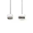 Lightning Kábel | USB 2.0 | Apple Lightning, 8 Pólusú | USB-A Dugasz | 480 Mbps | Nikkelezett | 1.00 m | Kerek | PVC | Fehér | Papírfüles