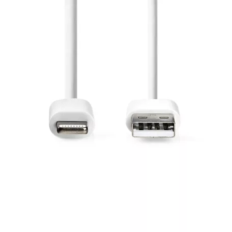 Lightning Kábel | USB 2.0 | Apple Lightning, 8 Pólusú | USB-A Dugasz | 480 Mbps | Nikkelezett | 1.00 m | Kerek | PVC | Fehér | Papírfüles