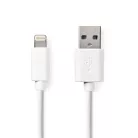 Lightning Kábel | USB 2.0 | Apple Lightning, 8 Pólusú | USB-A Dugasz | 480 Mbps | Nikkelezett | 1.00 m | Kerek | PVC | Fehér | Papírfüles
