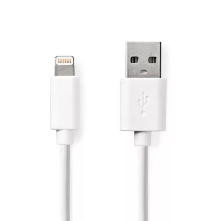 Lightning Kábel | USB 2.0 | Apple Lightning, 8 Pólusú | USB-A Dugasz | 480 Mbps | Nikkelezett | 1.00 m | Kerek | PVC | Fehér | Papírfüles