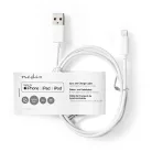 Lightning Kábel | USB 2.0 | Apple Lightning, 8 Pólusú | USB-A Dugasz | 480 Mbps | Nikkelezett | 1.00 m | Kerek | PVC | Fehér | Papírfüles
