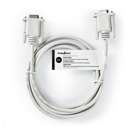 Null modem kábellel | D-SUB 9-Tűs Aljzat | D-SUB 9-Tűs Aljzat | Nikkelezett | 2.00 m | Kerek | PVC | Elefántcsont | Papírfüles