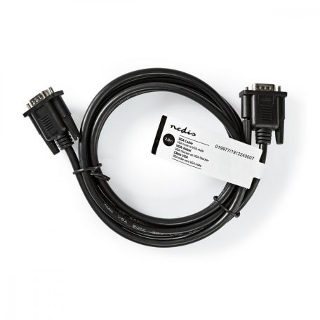 VGA kábel | VGA Dugasz | VGA Dugasz | Nikkelezett | Maximális felbontás: 1024x768 | 2.00 m | Kerek | ABS | Fekete | Papírfüles