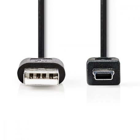 USB kábel | USB 2.0 | USB-A Dugasz | USB Mini-B 5 Érintkezős Dugasz | 7.5 W | 480 Mbps | Nikkelezett | 1.00 m | Kerek | PVC | Fekete | Papírfüles