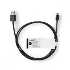 USB kábel | USB 2.0 | USB-A Dugasz | USB Micro-B Dugasz | 7.5 W | 480 Mbps | Nikkelezett | 1.00 m | Kerek | PVC | Fekete | Papírfüles