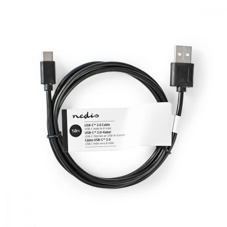 USB kábel | USB 2.0 | USB-A Dugasz | USB-C™ Dugasz | 2.5 W | 480 Mbps | Nikkelezett | 1.00 m | Kerek | PVC | Fekete | Papírfüles