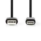 USB kábel | USB 2.0 | USB-A Dugasz | USB-C™ Dugasz | 2.5 W | 480 Mbps | Nikkelezett | 2.00 m | Kerek | PVC | Fekete | Papírfüles
