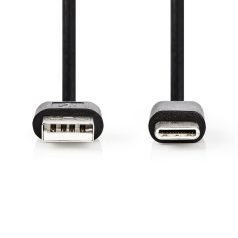   USB kábel | USB 2.0 | USB-A Dugasz | USB-C™ Dugasz | 2.5 W | 480 Mbps | Nikkelezett | 2.00 m | Kerek | PVC | Fekete | Papírfüles