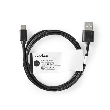 USB kábel | USB 2.0 | USB-A Dugasz | USB-C™ Dugasz | 2.5 W | 480 Mbps | Nikkelezett | 2.00 m | Kerek | PVC | Fekete | Papírfüles