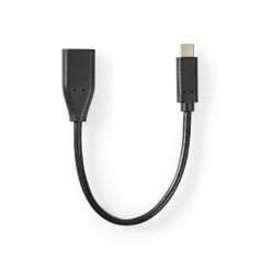   USB-C™ Adapter | USB 3.2 Gen 1 | USB-C™ Dugasz | USB-A Aljzat | 5 Gbps | OTG | 0.20 m | Kerek | Nikkelezett | PVC | Fekete | Papírfüles