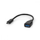 USB-C™ Adapter | USB 3.2 Gen 1 | USB-C™ Dugasz | USB-A Aljzat | 5 Gbps | OTG | 0.20 m | Kerek | Nikkelezett | PVC | Fekete | Papírfüles