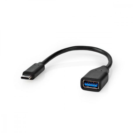 USB-C™ Adapter | USB 3.2 Gen 1 | USB-C™ Dugasz | USB-A Aljzat | 5 Gbps | OTG | 0.20 m | Kerek | Nikkelezett | PVC | Fekete | Papírfüles