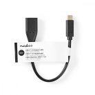 USB-C™ Adapter | USB 3.2 Gen 1 | USB-C™ Dugasz | USB-A Aljzat | 5 Gbps | OTG | 0.20 m | Kerek | Nikkelezett | PVC | Fekete | Papírfüles