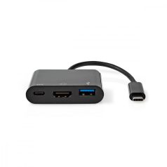   USB Többportos Adapter | USB 3.1 | USB-C™ Dugasz | HDMI™ Kimenet / USB-A Aljzat / USB-C™ Aljzat | 5 Gbps | 0.20 m | Kerek | Nikkelezett | PVC | Fekete | Papírfüles