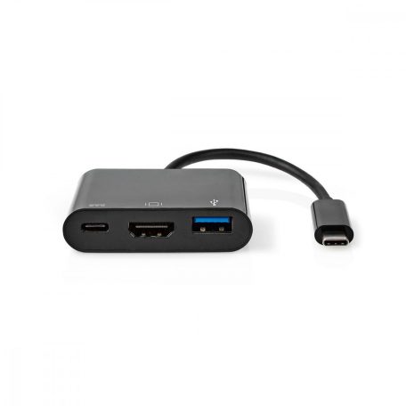 USB Többportos Adapter | USB 3.1 | USB-C™ Dugasz | HDMI™ Kimenet / USB-A Aljzat / USB-C™ Aljzat | 5 Gbps | 0.20 m | Kerek | Nikkelezett | PVC | Fekete | Papírfüles