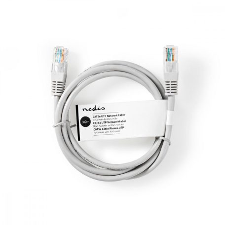 CAT5e hálózati kábel | U/UTP | RJ45 Dugasz | RJ45 Dugasz | 3.00 m | Kerek | PVC | Szürke | Papírfüles