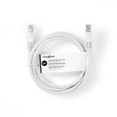 CAT5e hálózati kábel | U/UTP | RJ45 Dugasz | RJ45 Dugasz | 1.00 m | Kerek | PVC | Fehér | Papírfüles