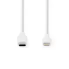 Lightning Kábel | USB 2.0 | Apple Lightning, 8 Pólusú | USB-C™ Dugasz | 480 Mbps | Nikkelezett | 2.00 m | Kerek | PVC | Fehér | Doboz