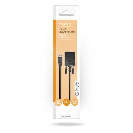 RS232 átalakító | USB-A Dugasz | RS232 | Nikkelezett | 0.90 m | Kerek | PVC | Fekete | Doboz