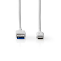   USB kábel | USB 3.2 Gen 1 | USB-A Dugasz | USB-C™ Dugasz | 60 W | 5 Gbps | Nikkelezett | 2.00 m | Kerek | PVC | Fehér | Doboz