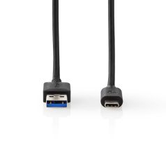   USB kábel | USB 3.2 Gen 2 | USB-A Dugasz | USB-C™ Dugasz | 60 W | 10 Gbps | Nikkelezett | 1.00 m | Kerek | PVC | Fekete | Doboz