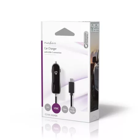 Autós Töltő | 18 W | 1x 3.0 A | Kimenő csatlakozók száma: 1 | USB-C™ (Rögzített) Kábel | 1.00 m | Single Voltage Output