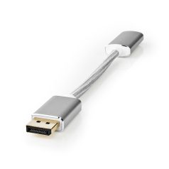   DisplayPort kábel | DisplayPort Dugasz | HDMI™ Kimenet | 4K@60Hz | Aranyozott | 0.20 m | Kerek | Márkás | Ezüst | Ablakos Fedő Doboz