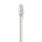 Lightning Kábel | USB 2.0 | Apple Lightning, 8 Pólusú | USB-C™ Dugasz | 480 Mbps | Aranyozott | 1.00 m | Kerek | Márkás / Nejlon Tok | Alumínium / Ezüst | Ablakos Fedő Doboz