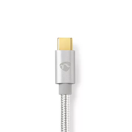 Lightning Kábel | USB 2.0 | Apple Lightning, 8 Pólusú | USB-C™ Dugasz | 480 Mbps | Aranyozott | 1.00 m | Kerek | Márkás / Nejlon Tok | Alumínium / Ezüst | Ablakos Fedő Doboz