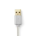 USB kábel | USB 2.0 | USB-A Dugasz | USB Micro-B Dugasz | 15 W | 480 Mbps | Aranyozott | 2.00 m | Kerek | Márkás / Nejlon Tok | Alumínium | Ablakos Fedő Doboz