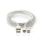 2 az 1-ben kábel | USB 2.0 | USB-A Dugasz | USB-C™ Dugasz | 480 Mbps | 1.00 m | Aranyozott | Kerek | Márkás | Alumínium | Ablakos Fedő Doboz