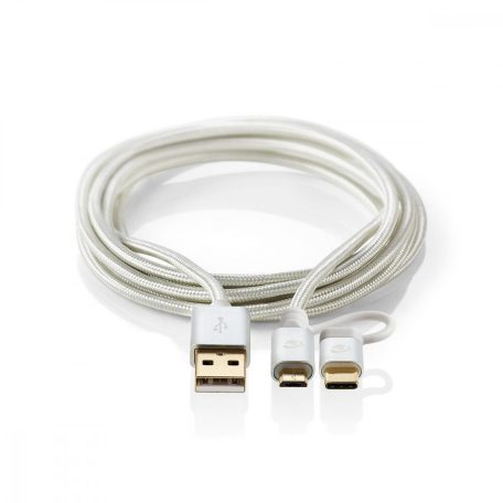 2 az 1-ben kábel | USB 2.0 | USB-A Dugasz | USB-C™ Dugasz | 480 Mbps | 1.00 m | Aranyozott | Kerek | Márkás | Alumínium | Ablakos Fedő Doboz