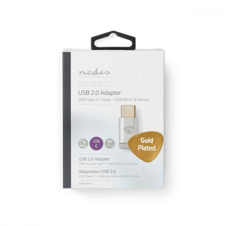 USB-C™ Adapter | USB 2.0 | USB-C™ Dugasz | USB Micro-B Aljzat | 480 Mbps | Kerek | Aranyozott | Ezüst | Ablakos Fedő Doboz