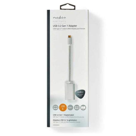 USB-C™ Adapter | USB 3.2 Gen 1 | USB-C™ Dugasz | Mini DisplayPort Aljzat | Power delivery | 0.20 m | Kerek | Aranyozott | Márkás / Nejlon Tok | Ezüst | Ablakos Fedő Doboz