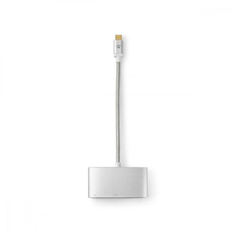 USB Többportos Adapter | USB 3.2 Gen 1 | USB-C™ Dugasz | HDMI™ Kimenet / USB-A Aljzat / USB-C™ Aljzat | 5 Gbps | 0.20 m | Kerek | Aranyozott | Márkás / Nejlon Tok | Ezüst | Ablakos Fedő Doboz