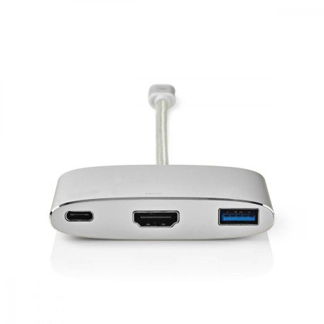 USB Többportos Adapter | USB 3.2 Gen 1 | USB-C™ Dugasz | HDMI™ Kimenet / USB-A Aljzat / USB-C™ Aljzat | 5 Gbps | 0.20 m | Kerek | Aranyozott | Márkás / Nejlon Tok | Ezüst | Ablakos Fedő Doboz