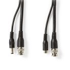 CCTV biztonsági kábel | BNC / DC | 10.0 m | Kerek | PVC | Fekete | Ajándék Dobozban