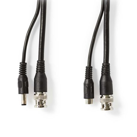 CCTV biztonsági kábel | BNC / DC | 10.0 m | Kerek | PVC | Fekete | Ajándék Dobozban