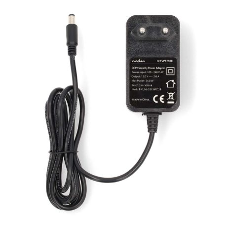 CCTV Power adapter | 2.0 A | 12 V DC | 5.5 x 2.1 mm Dugasz | Dugasz | 1.50 m | Fekete