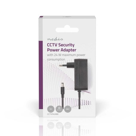 CCTV Power adapter | 2.0 A | 12 V DC | 5.5 x 2.1 mm Dugasz | Dugasz | 1.50 m | Fekete