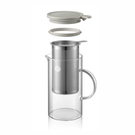 BUYDEEM CD2002/A1 teáskanna, 800 ml, boroszilikát üveg és acél, akár 150°C-ig hőálló